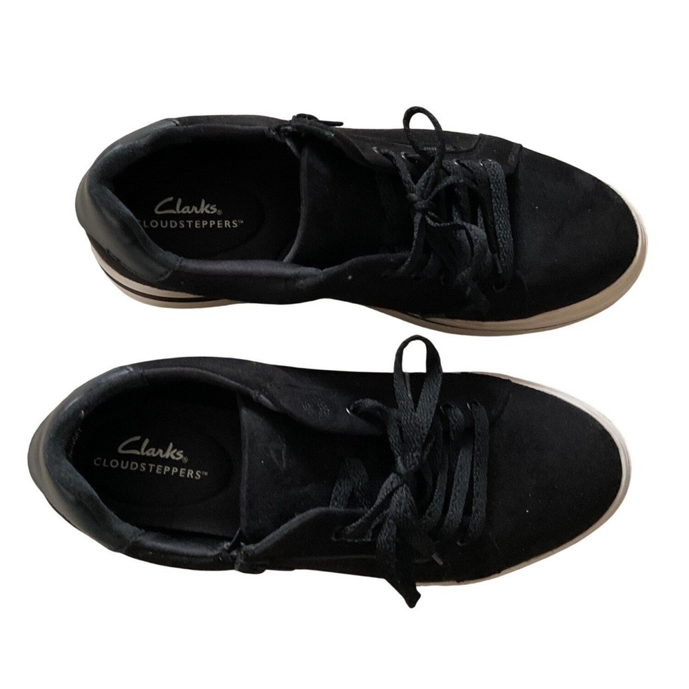 Clarks Cloudsteppers Black Suede Platform Side Zi… - image 2